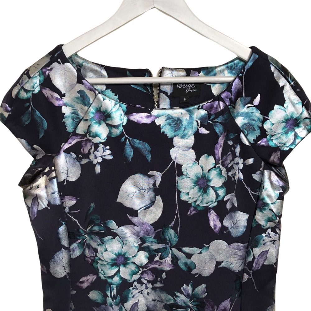 Navy Scuba Midi Dress w/ Cap Sleeves